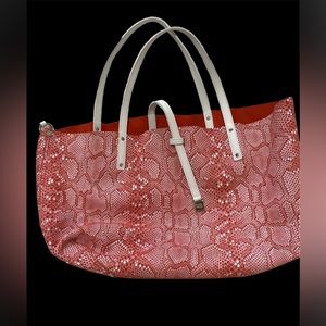 Tiffany & Co Python East West Reversible Coral White Handbag & Pouch